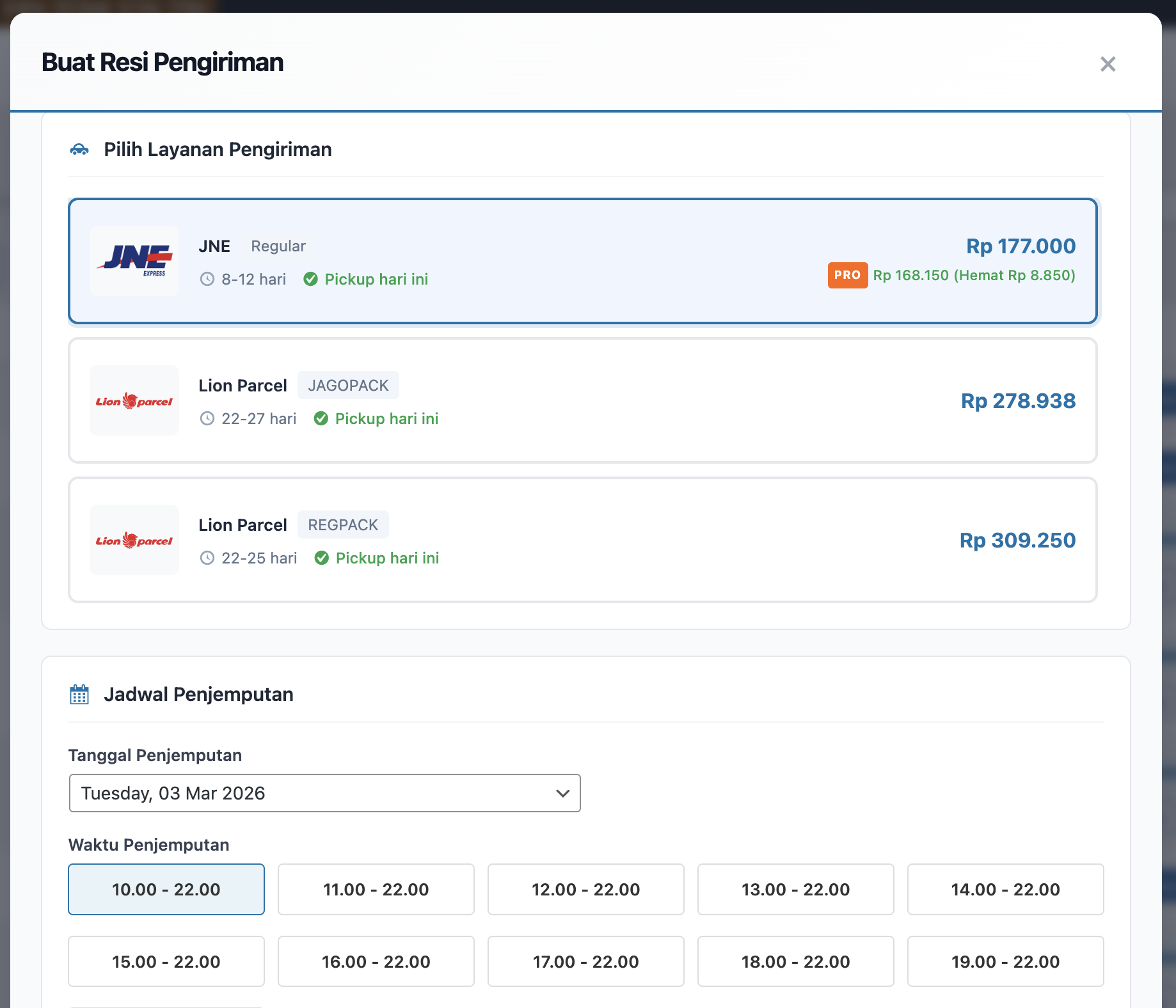 Diskon Ongkir Otomatis untuk Pengguna PRO dengan Harga Coret