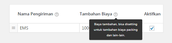 biaya tambahan pos