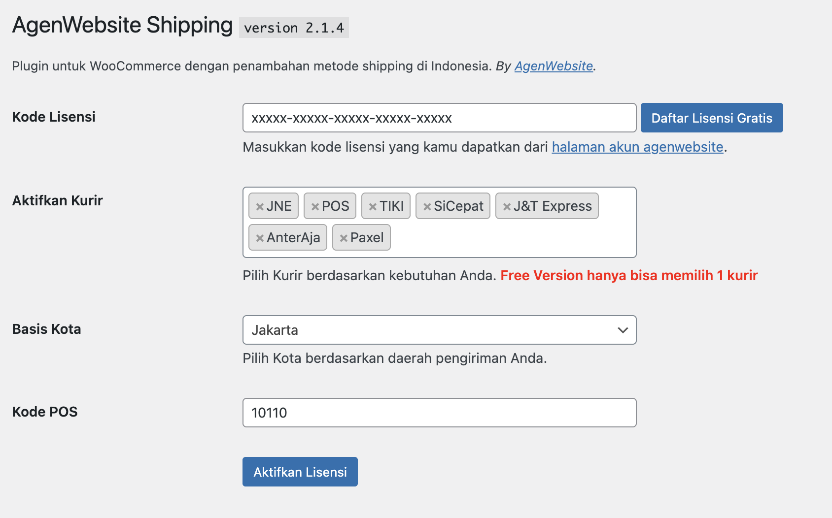 License Tab
