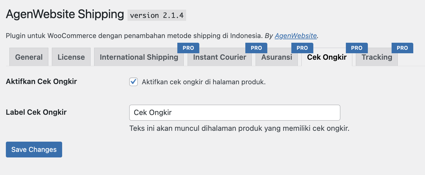 Cek Ongkir Tab