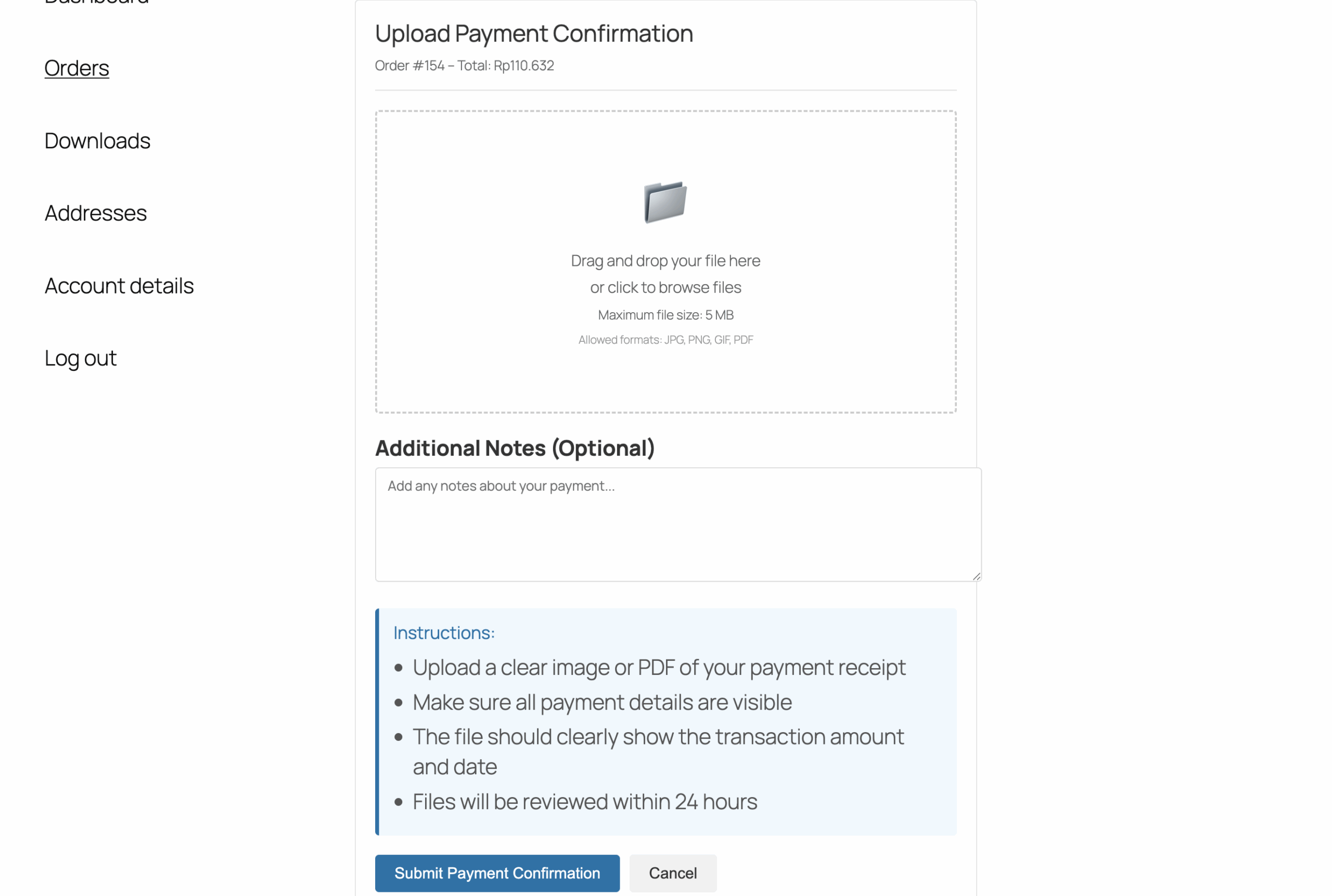 Upload Bukti Transfer Bank Manual WooCommerce Indonesia