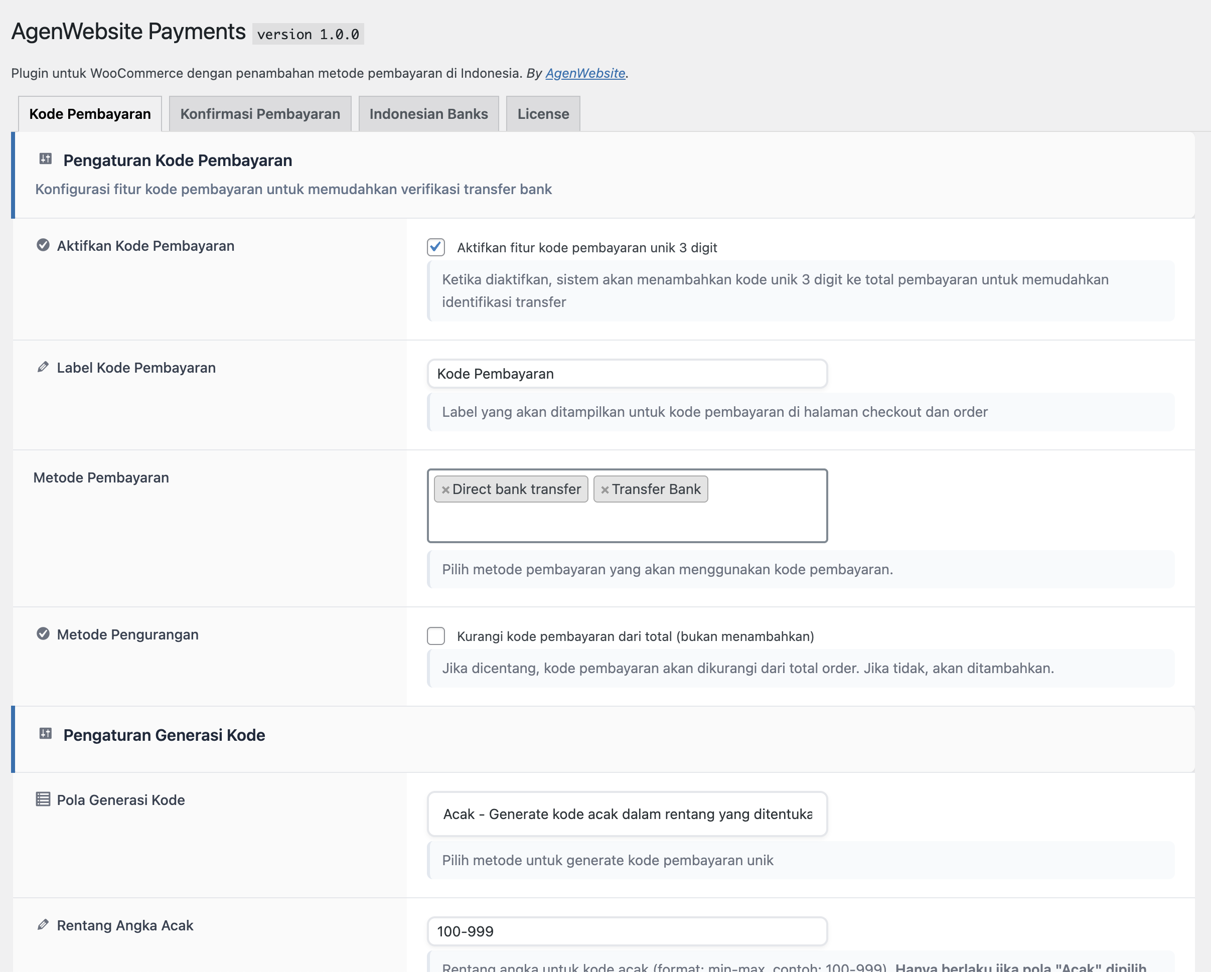 Dashboard Admin Plugin Pembayaran WooCommerce Indonesia