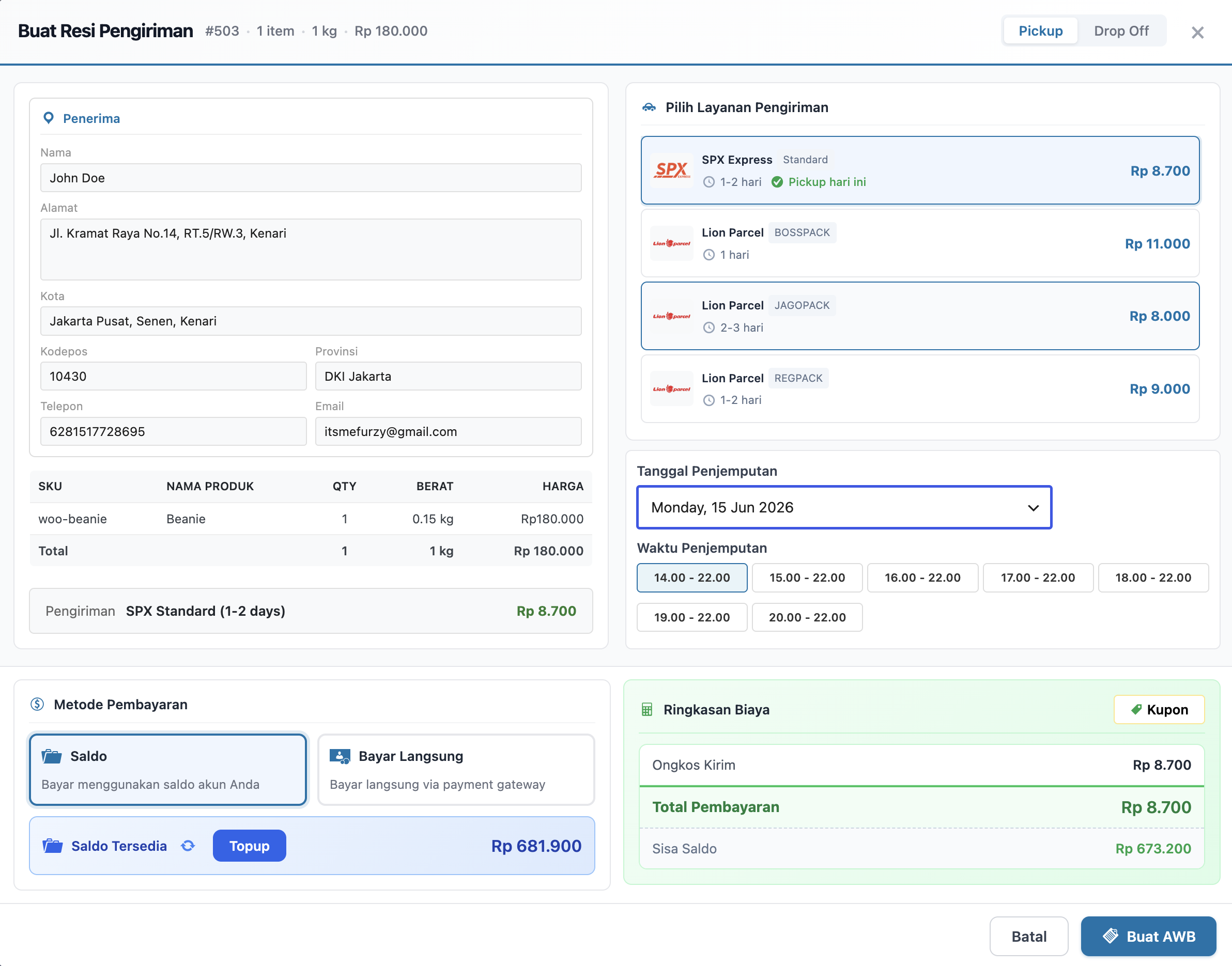 Generate Resi Otomatis dari WooCommerce Dashboard - AgenWebsite Shipping